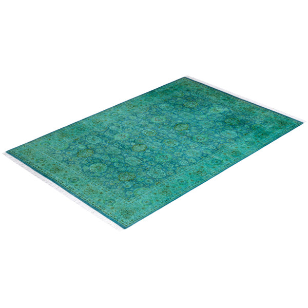 Solo Rugs Hand Knotted Wool Contemporary Overdyed Light Blue Area Rug 4